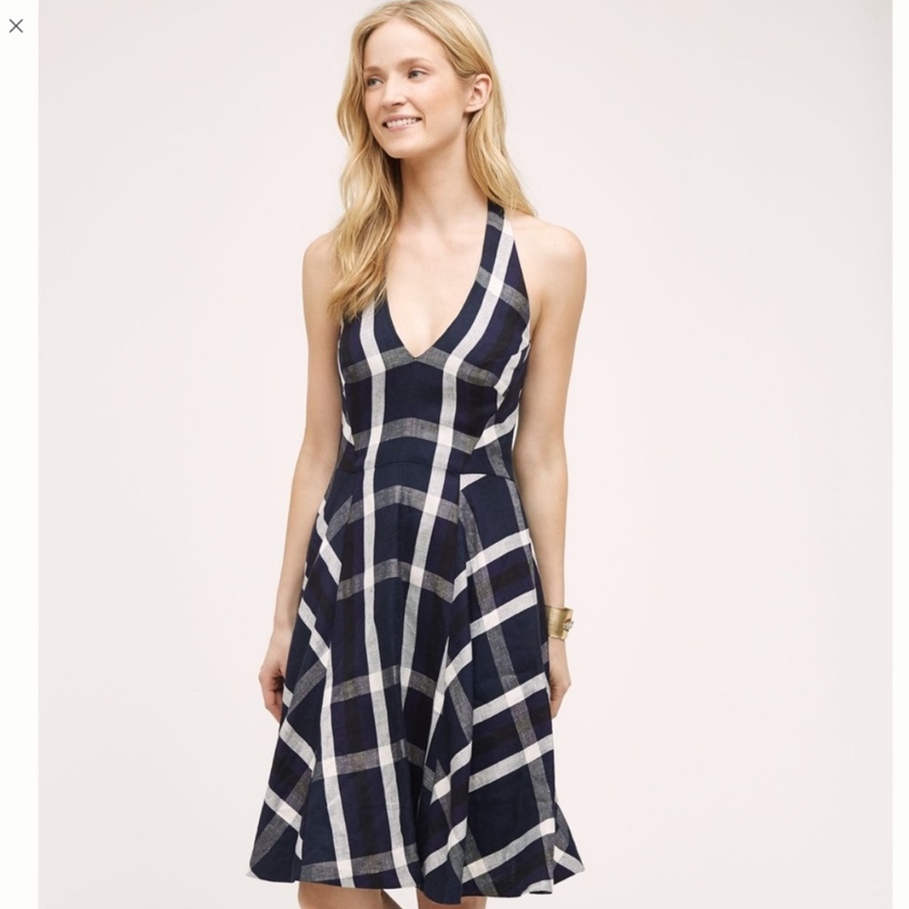 Anthropologie Eva Franco Plaid Halter Dress